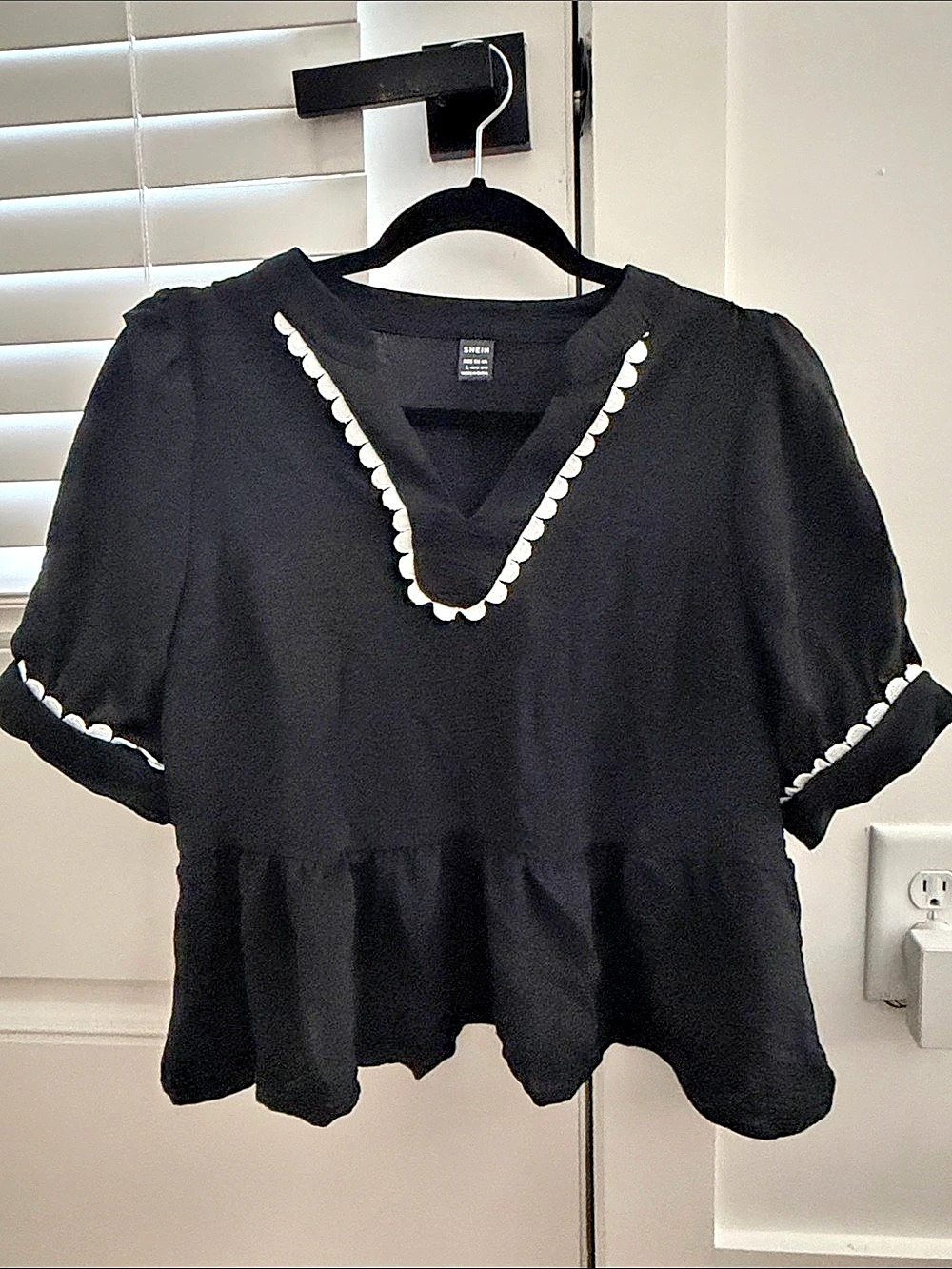 Lace Trim Peplum Top